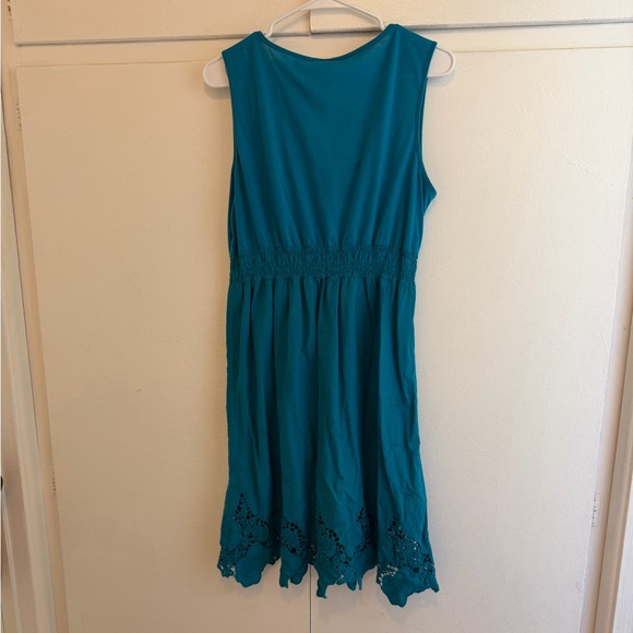 Vintage Boho Blue Embroidered Lace Dress 80s 90s Size L Single Stitch - Picture 3 of 5